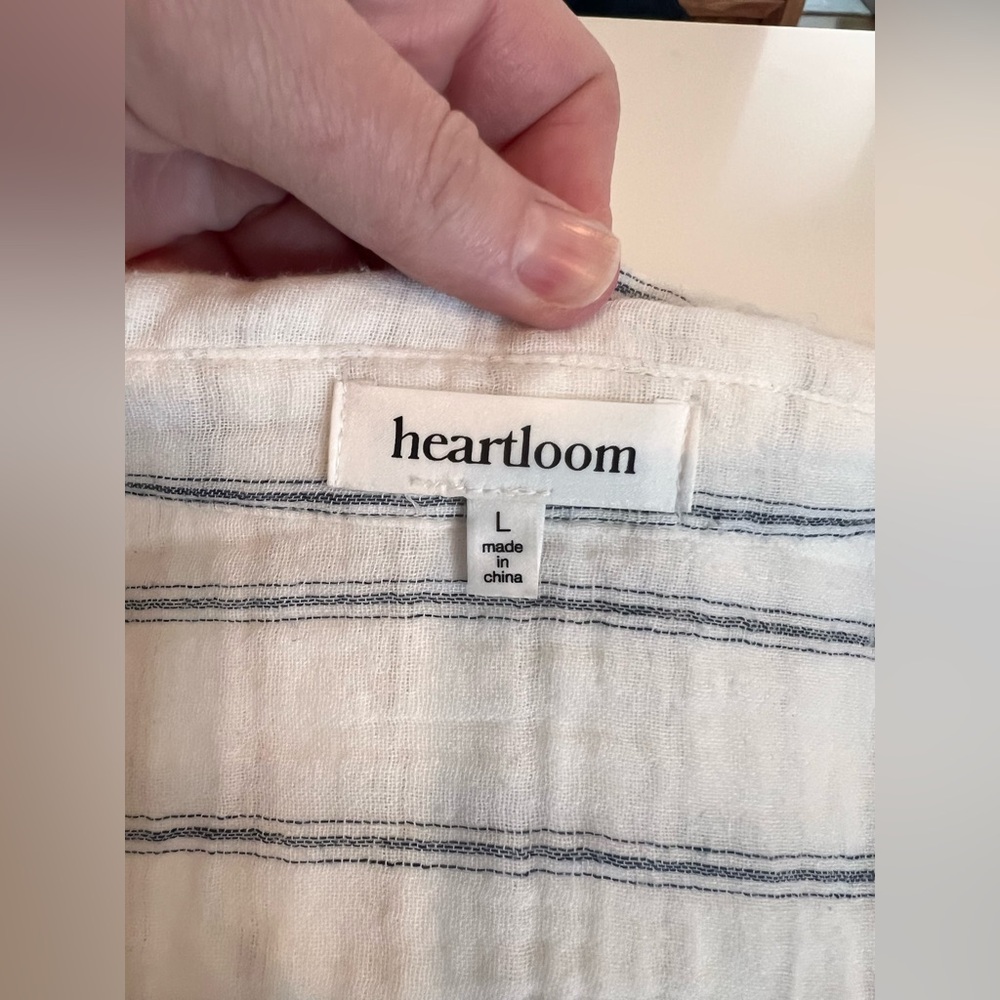Heartloom Marylou Stripe Print Top | Large | ivory/blue - Picture 8 of 12